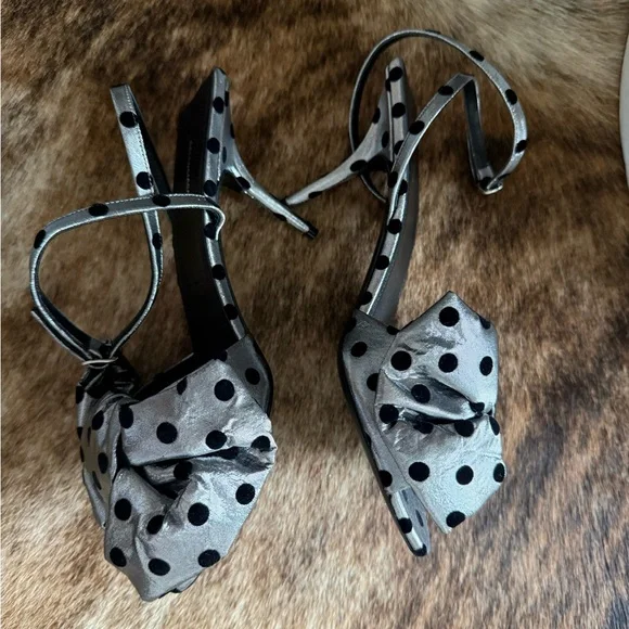 Balenciaga Metallic Heels with Black Polka Dots - Picture 4 of 6